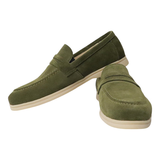 Instapper / loafer heren suede licht groen