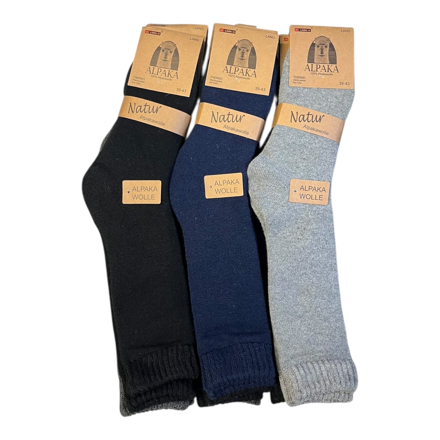 Alpaca sokken lang gemengde kleuren 3 paar