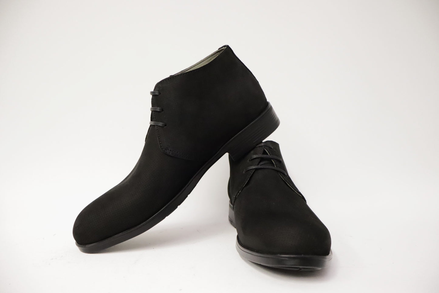 Boot-Enkellaars Barca heren nubuck zwart met zwarte zool