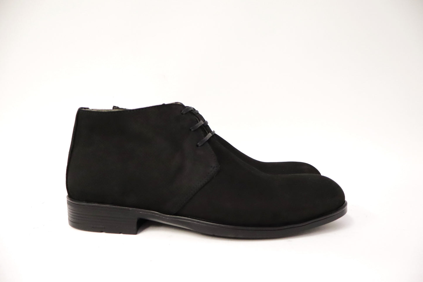 Boot-Enkellaars Barca heren nubuck zwart met zwarte zool
