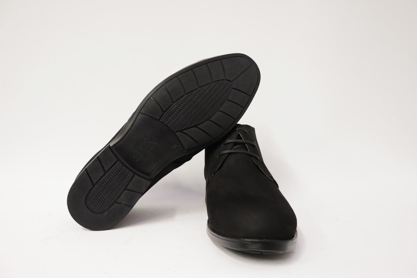 Boot-Enkellaars Barca heren nubuck zwart met zwarte zool