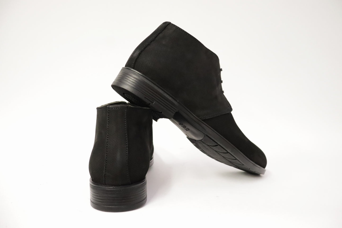 Boot-Enkellaars Barca heren nubuck zwart met zwarte zool