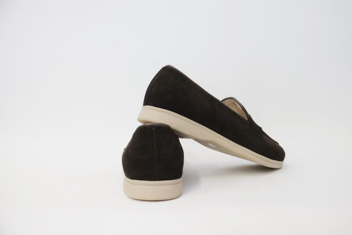 Instapper / loafer heren suède donkerbruin met lichte zool