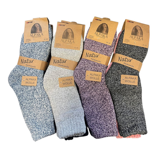 Alpaca thermo sokken gemengde kleuren per 3 paar verpakt