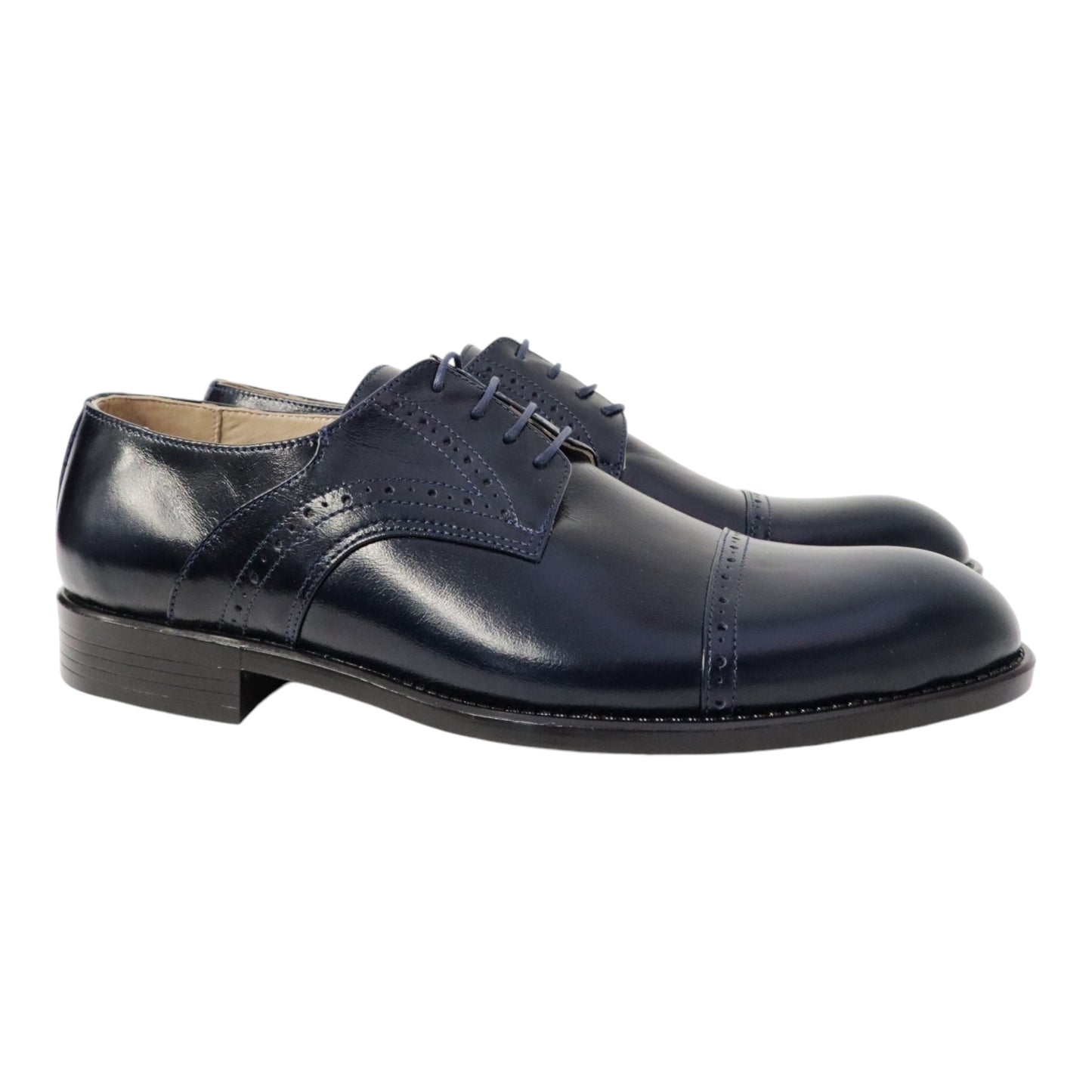 Heren veterschoen Sposare leer donkerblauw