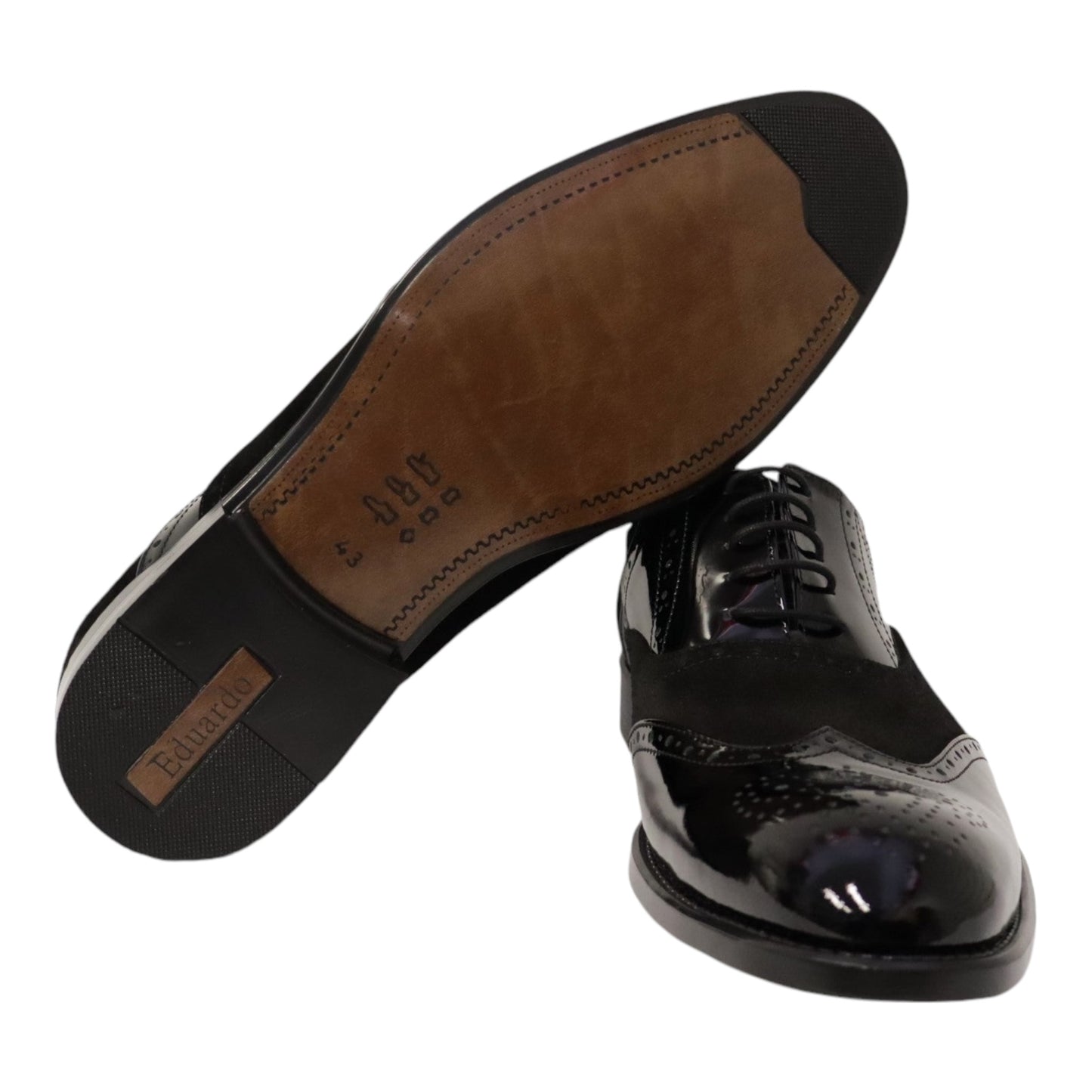 Heren veterschoen Spectrum laag lak leer zwart met zwarte suede